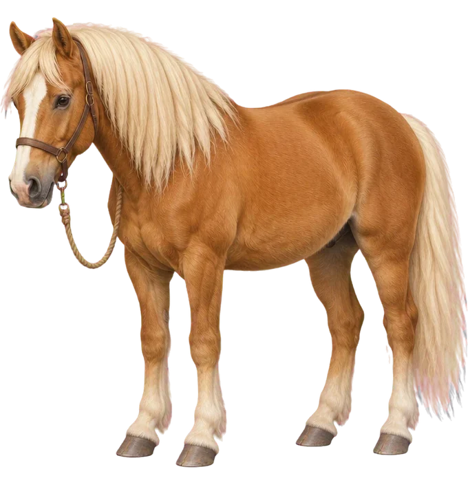 Butterbur, kuda Haflinger cokelat kemerahan dengan surai pirang
